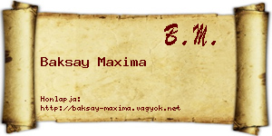 Baksay Maxima névjegykártya